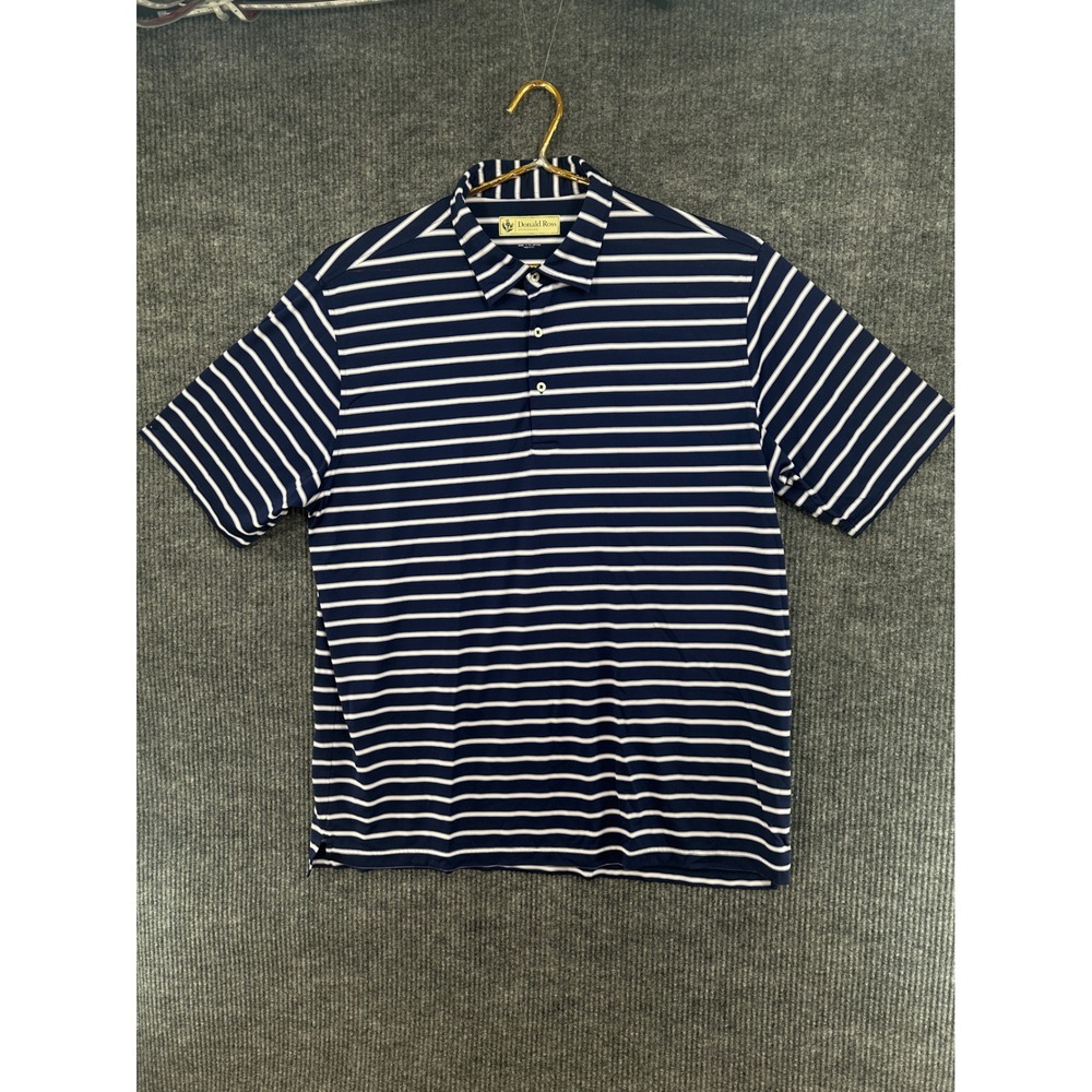 Donald Ross Polo Shirt Mens XXL Navy Blue White Striped Golf Performance XLNT